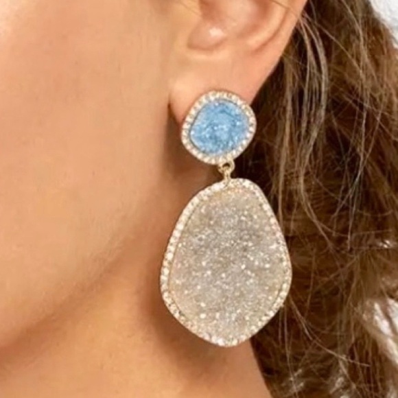 New Anthropologie Druzy Drop Earrings - Picture 2 of 3